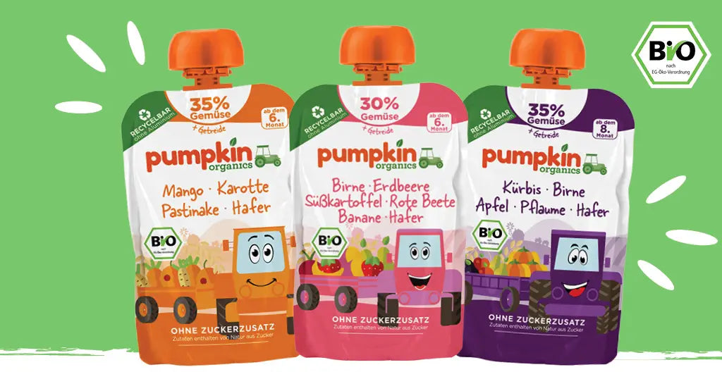 Bio Gemüse Quetschies mit orangenem Deckel