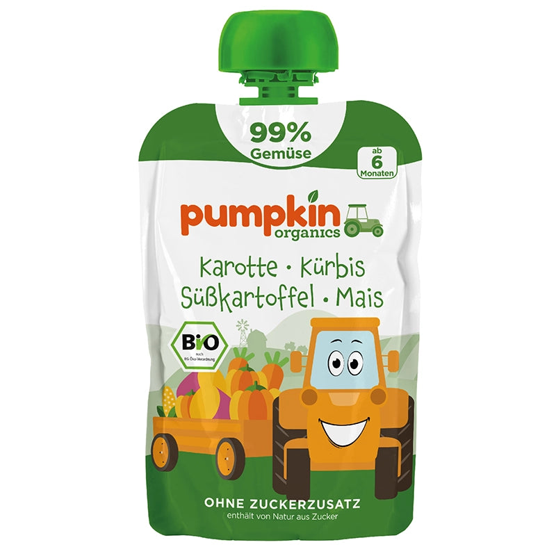 Bio Quetschie mit Karotte, Kürbis, Süßkartoffel, Mais