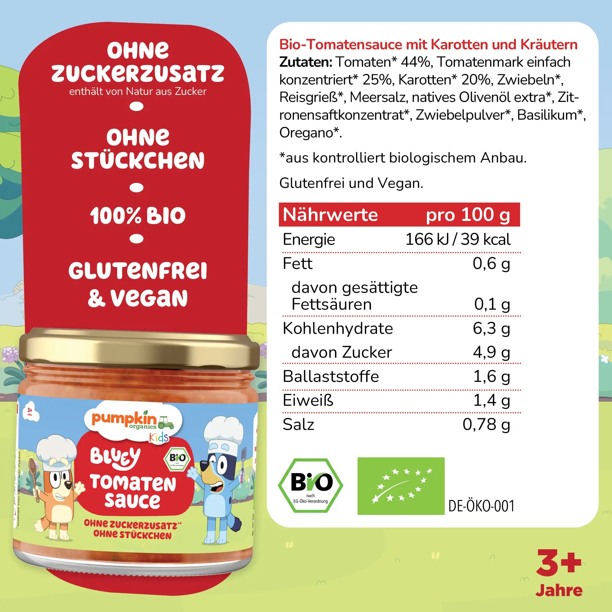 Bluey Bio Tomatensauce Zutaten und Nährwertangaben