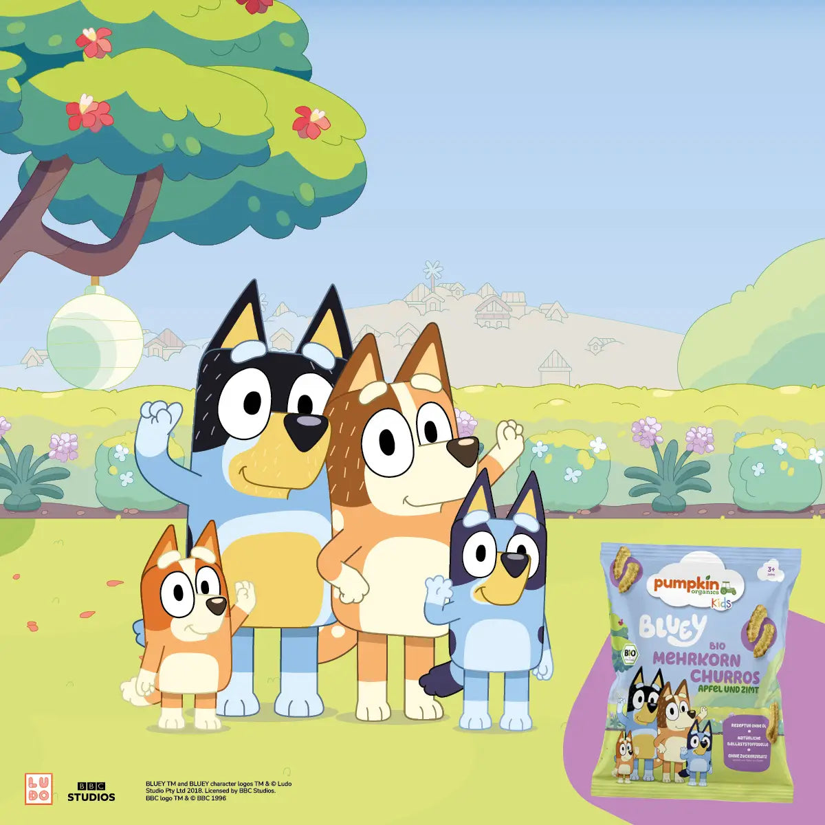 Bluey Familie mit Bluey Snack
