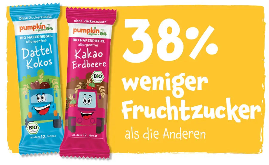 Unsere Haferriegel haben 38% weniger Fruchtzucker als die Anderen