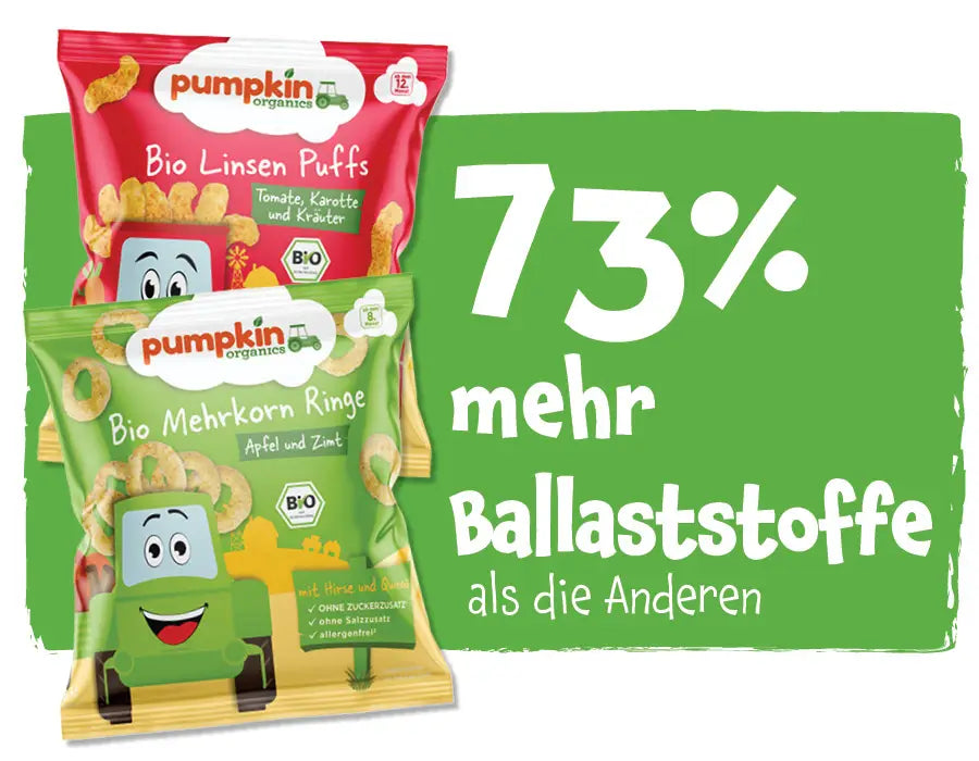 Unsere Knabbersnacks haben 73% mehr Ballaststoffe als die Anderen