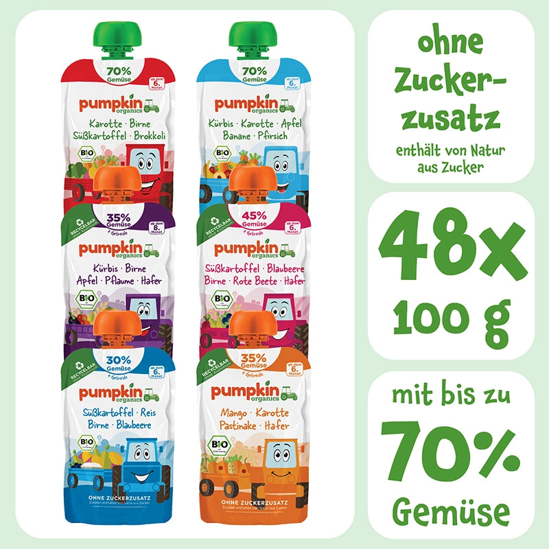 Bestseller Bio Gemüse Quetschies ohne Zuckerzusatz, 48x100g, mit bis zu 70% Gemüse