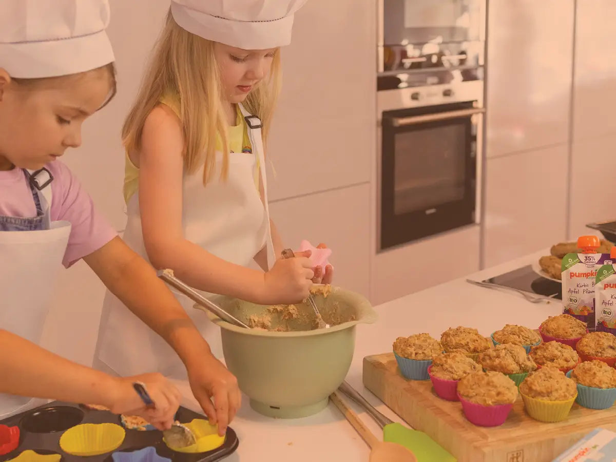 Kinder backen Muffins mit Pumpkin Organics backmischung