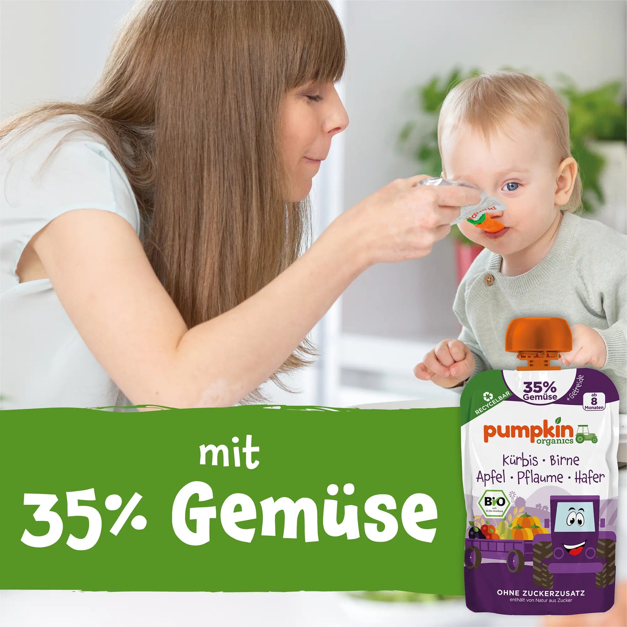 Bio Gemüse - Getreide - Quetschie Kürbis, Birne, Apfel, Pflaume, Hafer - Pumpkin Organics