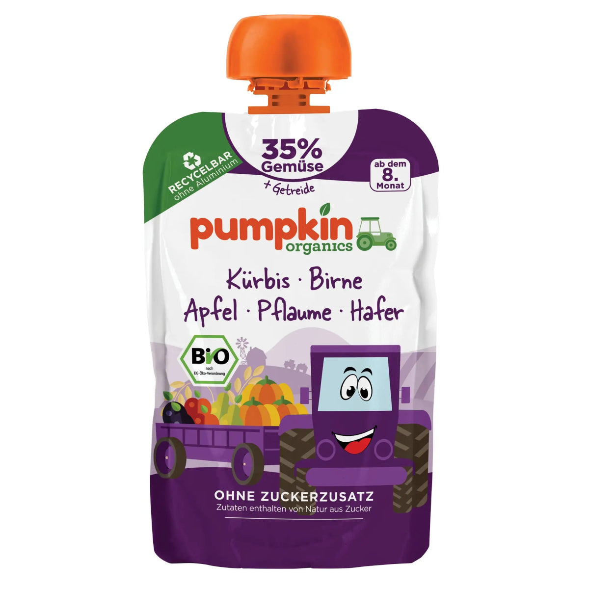 Bio Gemüse - Getreide - Quetschie Kürbis, Birne, Apfel, Pflaume, Hafer - Pumpkin Organics