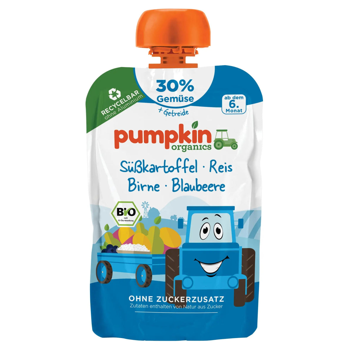 Bio Gemüse - Getreide - Quetschie Süßkartoffel, Reis, Birne, Blaubeere - Pumpkin Organics