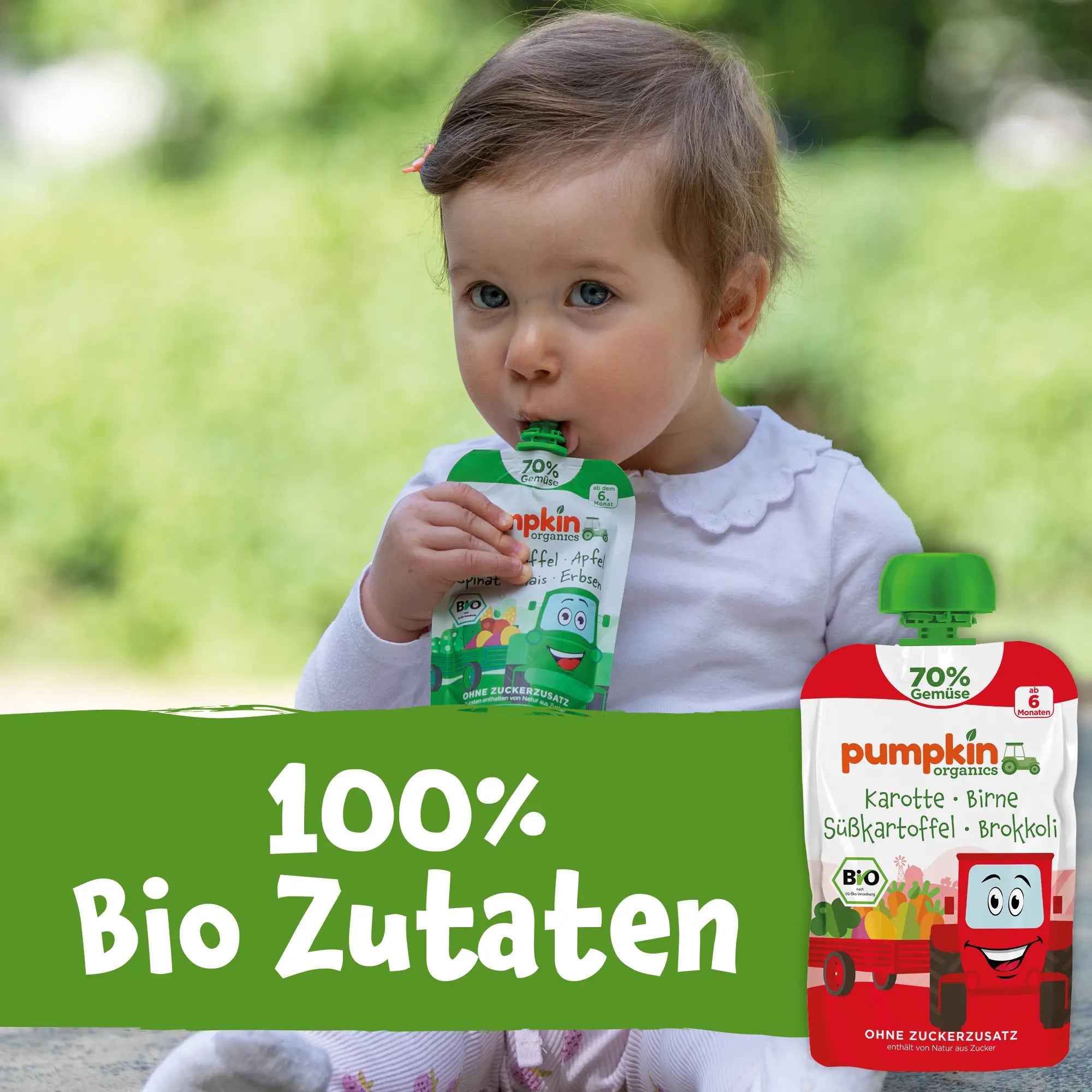 Bio Gemüse - Quetschie Karotte, Birne, Süßkartoffel, Brokkoli - Pumpkin Organics