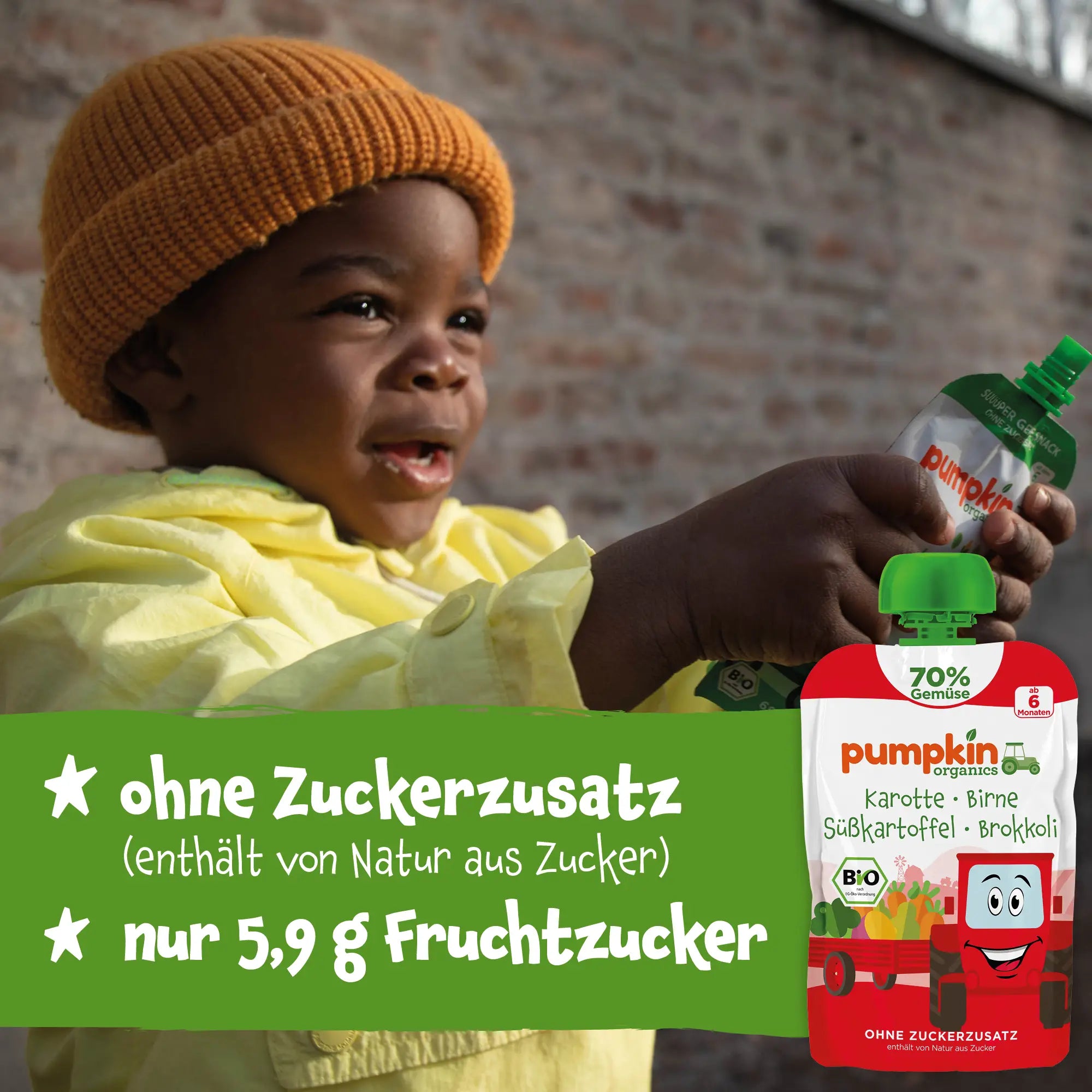 Bio Gemüse - Quetschie Karotte, Birne, Süßkartoffel, Brokkoli - Pumpkin Organics