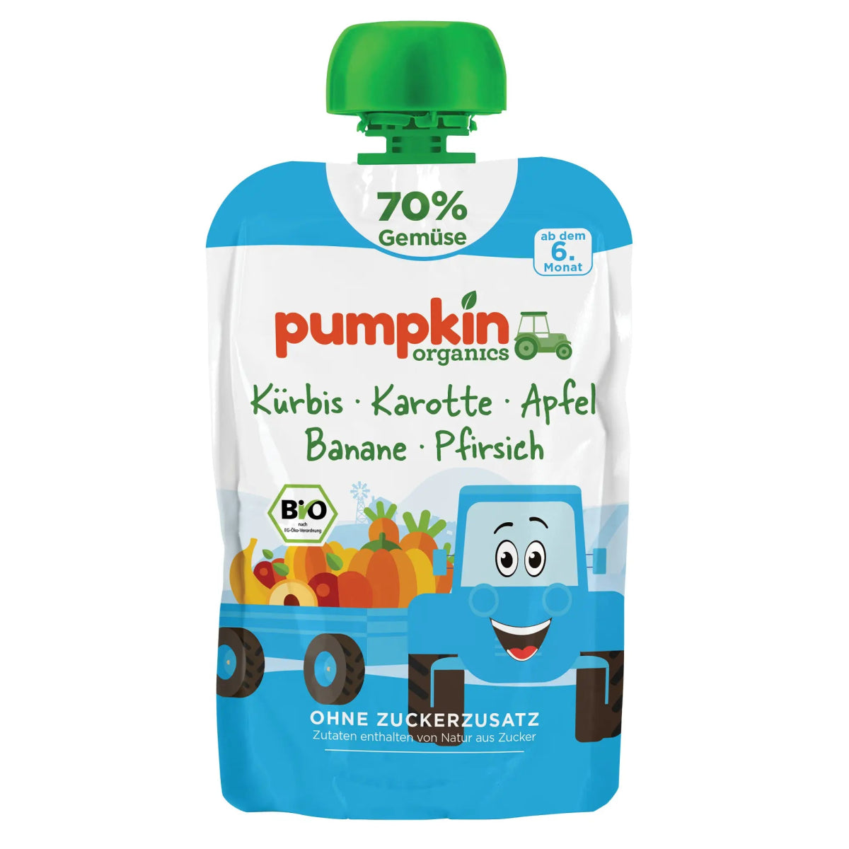 Bio Gemüse - Quetschie Kürbis, Karotte, Apfel, Banane, Pfirsich - Pumpkin Organics