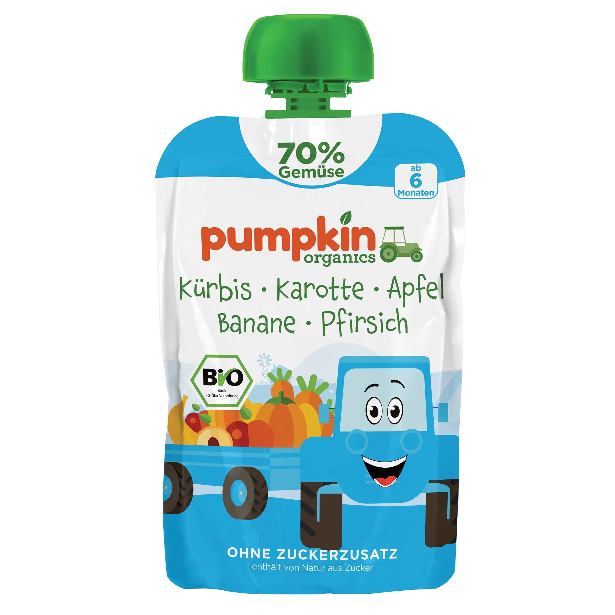 Bio Gemüse - Quetschie Kürbis, Karotte, Apfel, Banane, Pfirsich - Pumpkin Organics