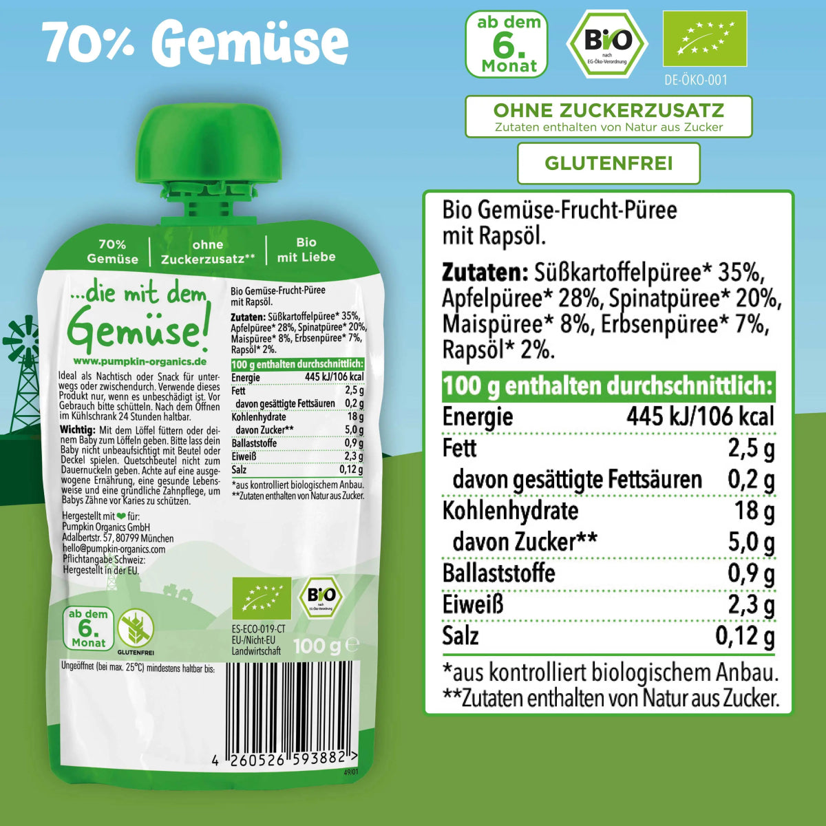 Bio Gemüse - Quetschie Regenbogen - Pumpkin Organics