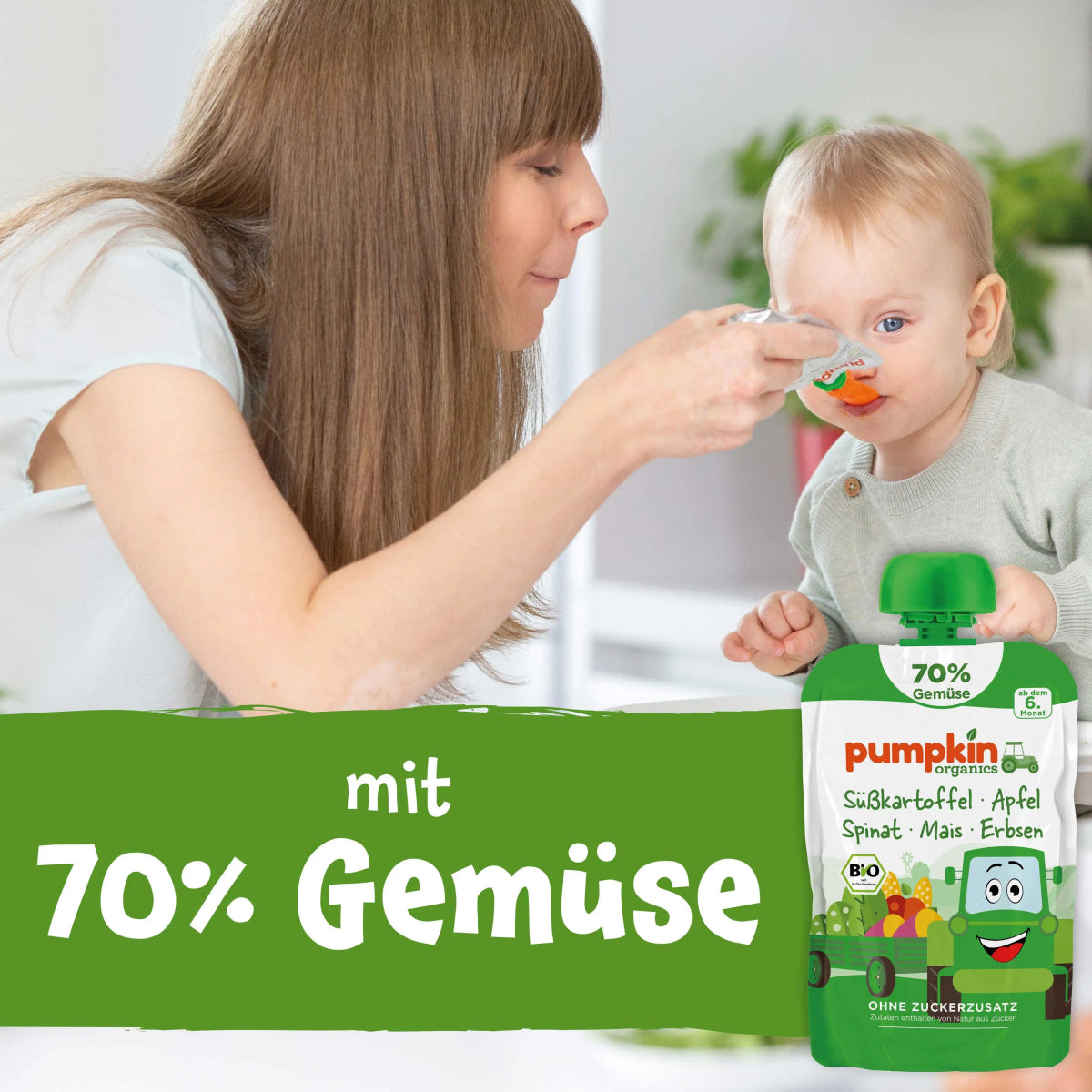 Bio Gemüse - Quetschie Süßkartoffel, Apfel, Spinat, Mais, Erbsen - Pumpkin Organics