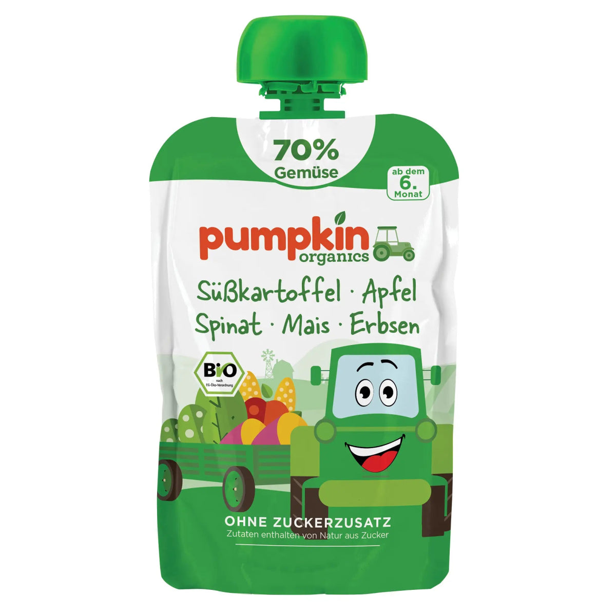 Bio Gemüse - Quetschie Süßkartoffel, Apfel, Spinat, Mais, Erbsen - Pumpkin Organics