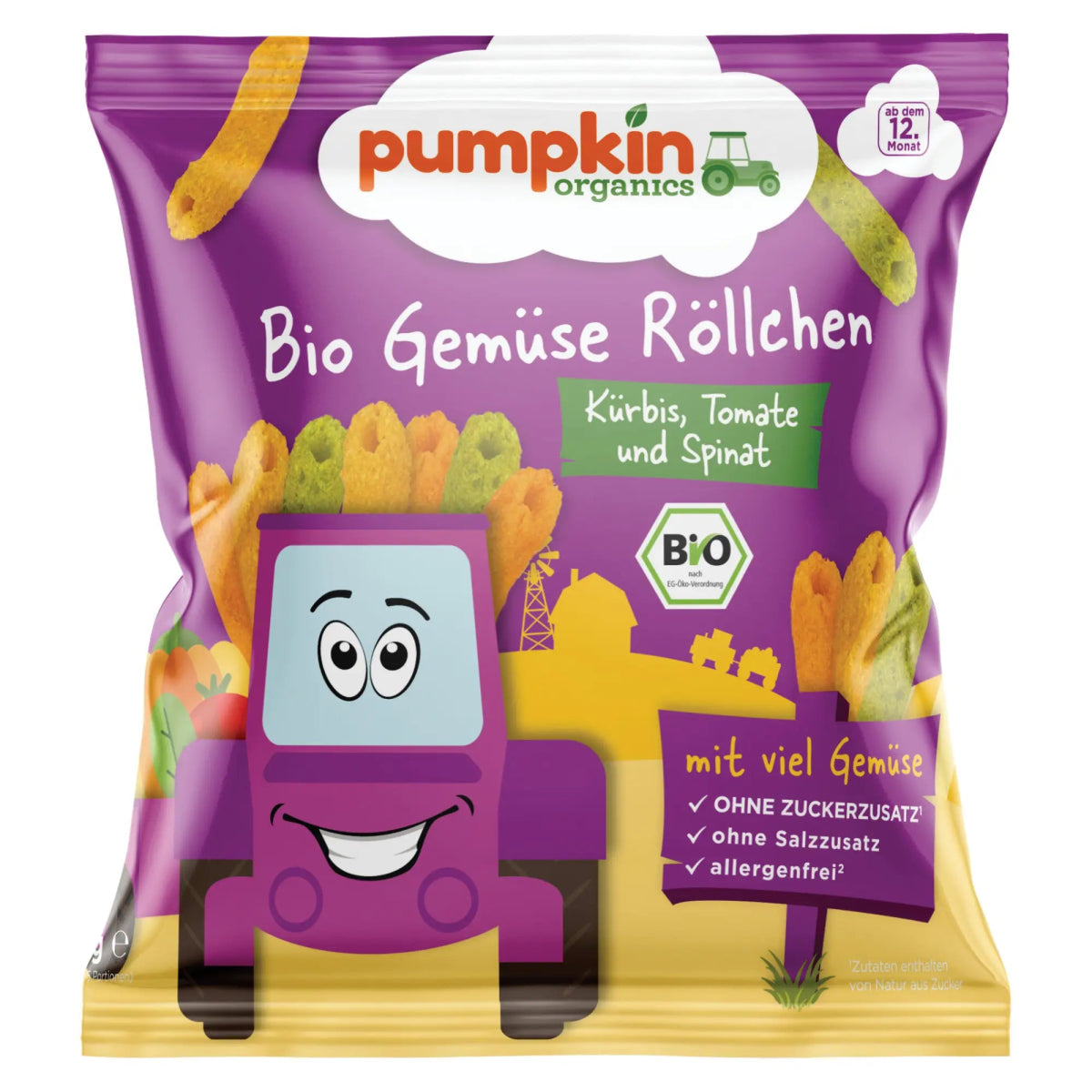 Bio Gemüse Röllchen Kürbis, Tomate und Spinat - Pumpkin Organics