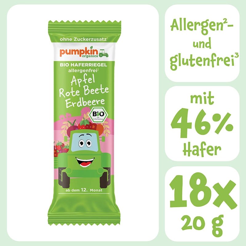 Bio Haferriegel Apfel Rote Beete Erdbeere - Pumpkin Organics