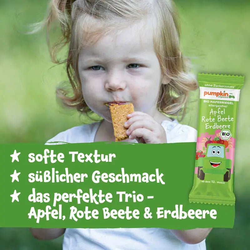 Bio Haferriegel Apfel Rote Beete Erdbeere - Pumpkin Organics