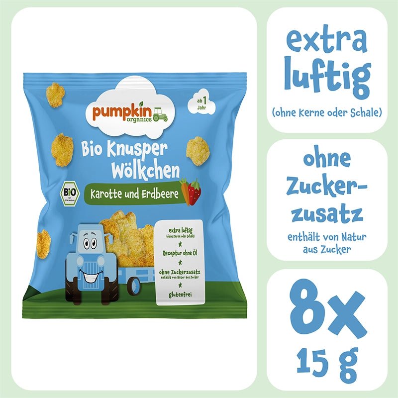 Bio Knusper Wölkchen Karotte und Erdbeere - Pumpkin Organics