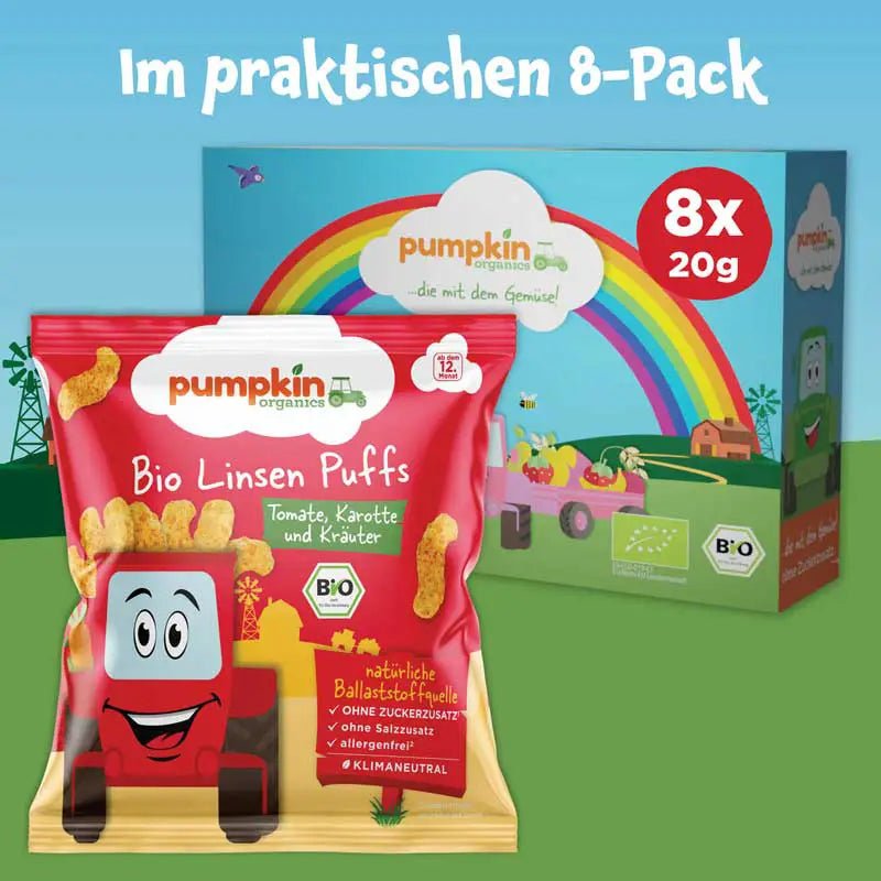 Bio Linsen Puffs Tomate, Karotte und Kräuter - Pumpkin Organics