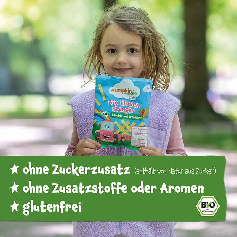 Bio Linsen Stangen Karotte und Erdbeere - Pumpkin Organics