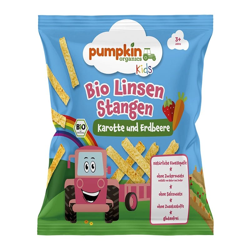 Bio Linsen Stangen Karotte und Erdbeere - Pumpkin Organics