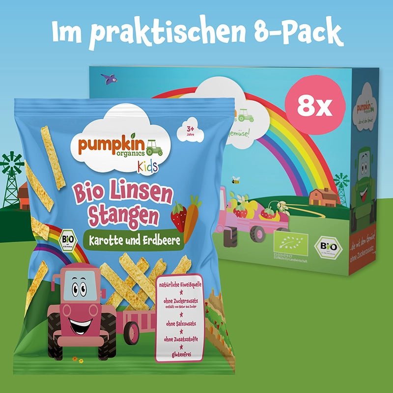 Bio Linsen Stangen Karotte und Erdbeere - Pumpkin Organics