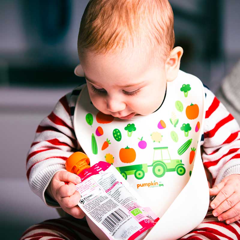 Kindergeschirr - Set aus Trinkflasche, Brotdose, Lätzchen, Schale und Tischset - Pumpkin Organics