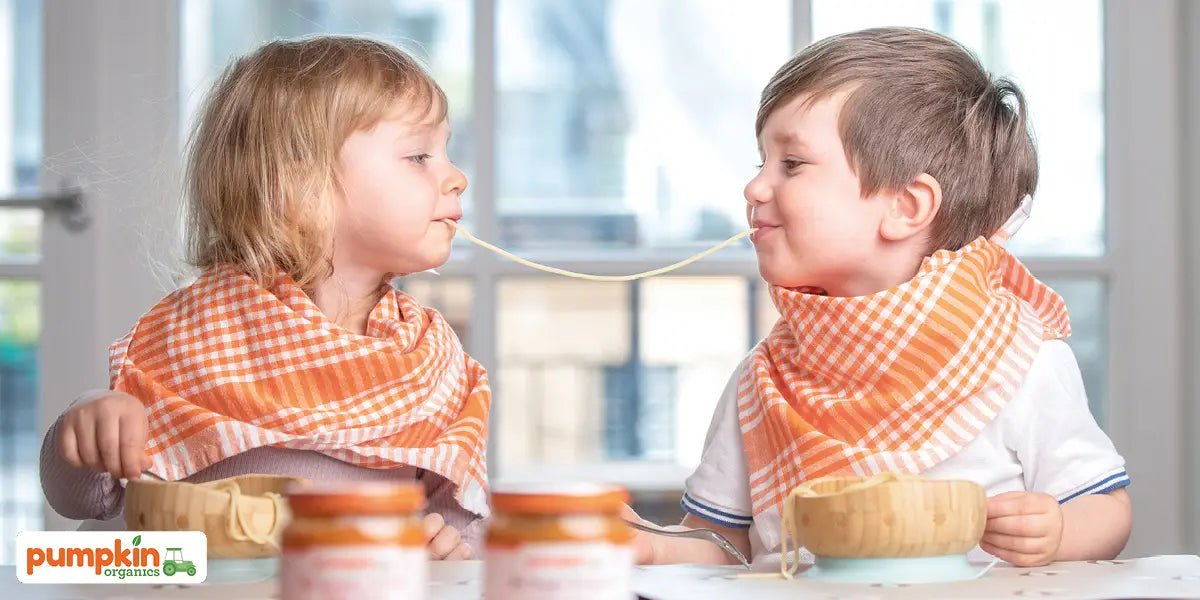 Spaghetti mit gebratenem Gemüse, Feta und Tomaten - Pumpkin Organics