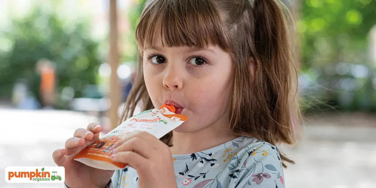 Wir lieben unsere orangenen Bio Gemüse-Getreide-Quetschies - Pumpkin Organics