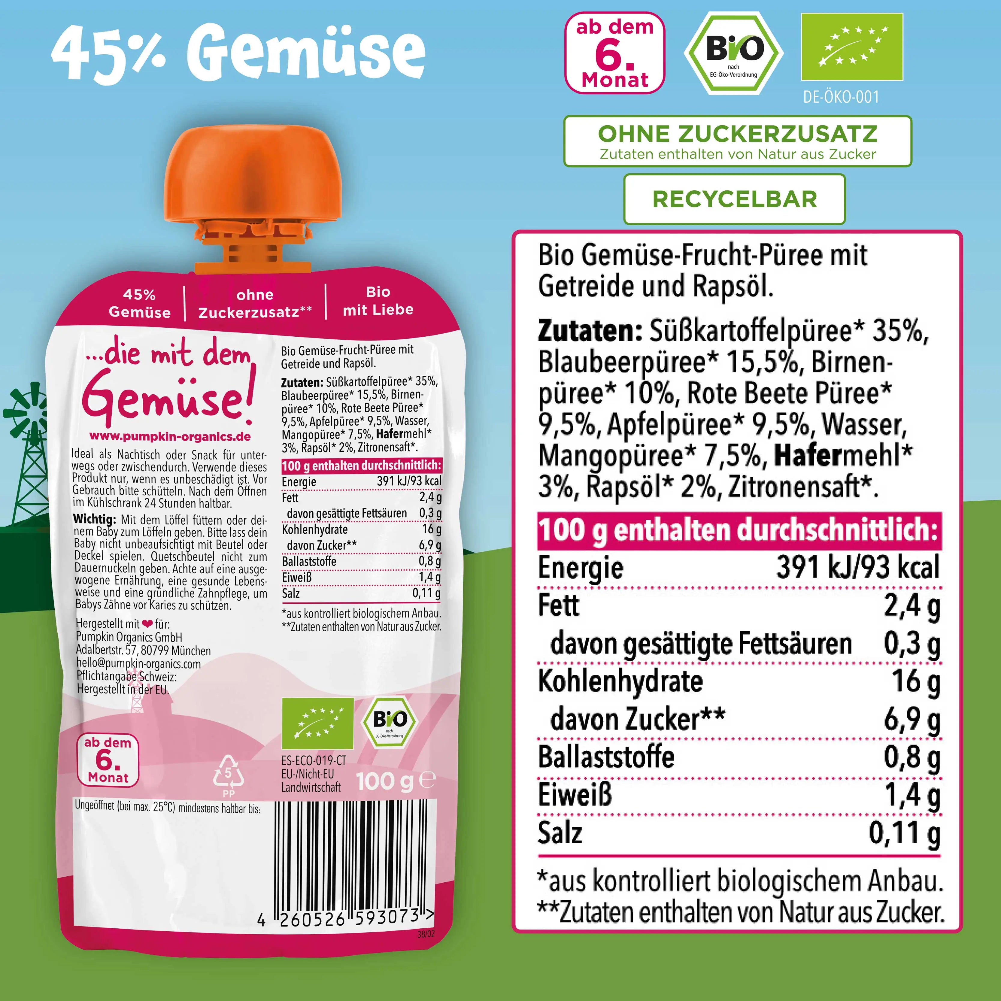 Bio Baby Frühstück Gemüse-Quetschies