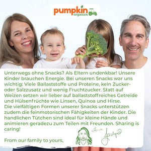Pumpkin Organics Familie liebt gesunde Knusper Snacks für Kinder