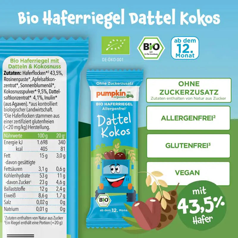 Bio Haferriegel Dattel Kokos