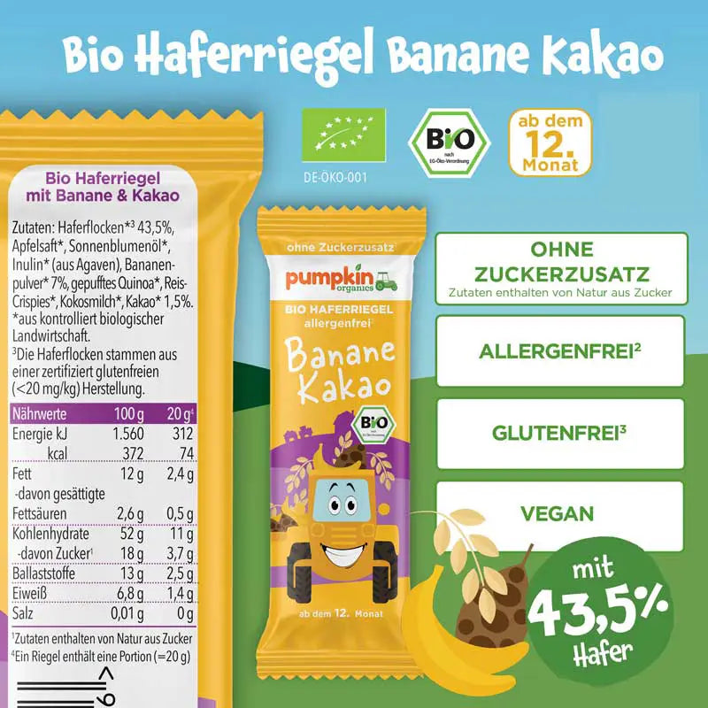 Bio Haferriegel Banane Kakao