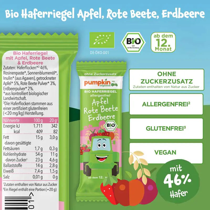 Bio Haferriegel Apfel Rote Beete Erdbeere