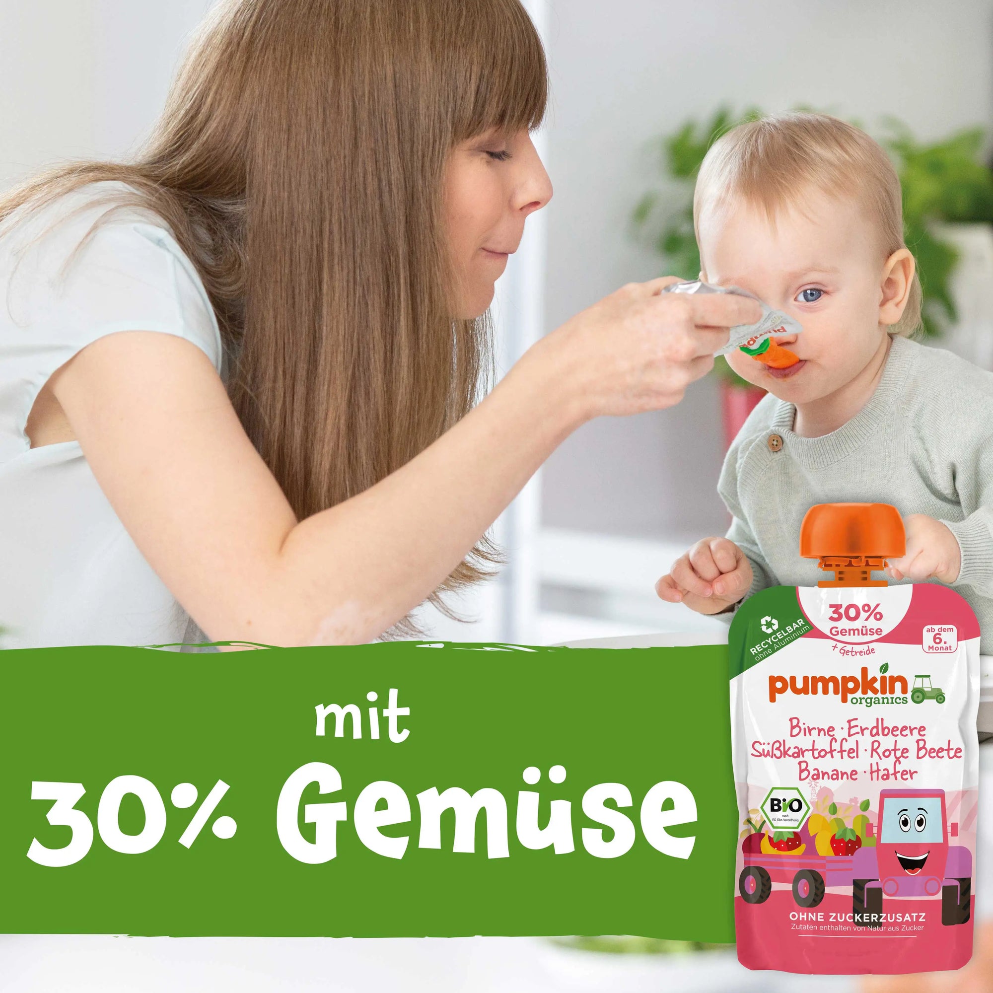 Bio Gemüse-Getreide-Quetschie Birne, Erdbeere, Süßkartoffel, Rote Beete,  Banane, Hafer (8x)