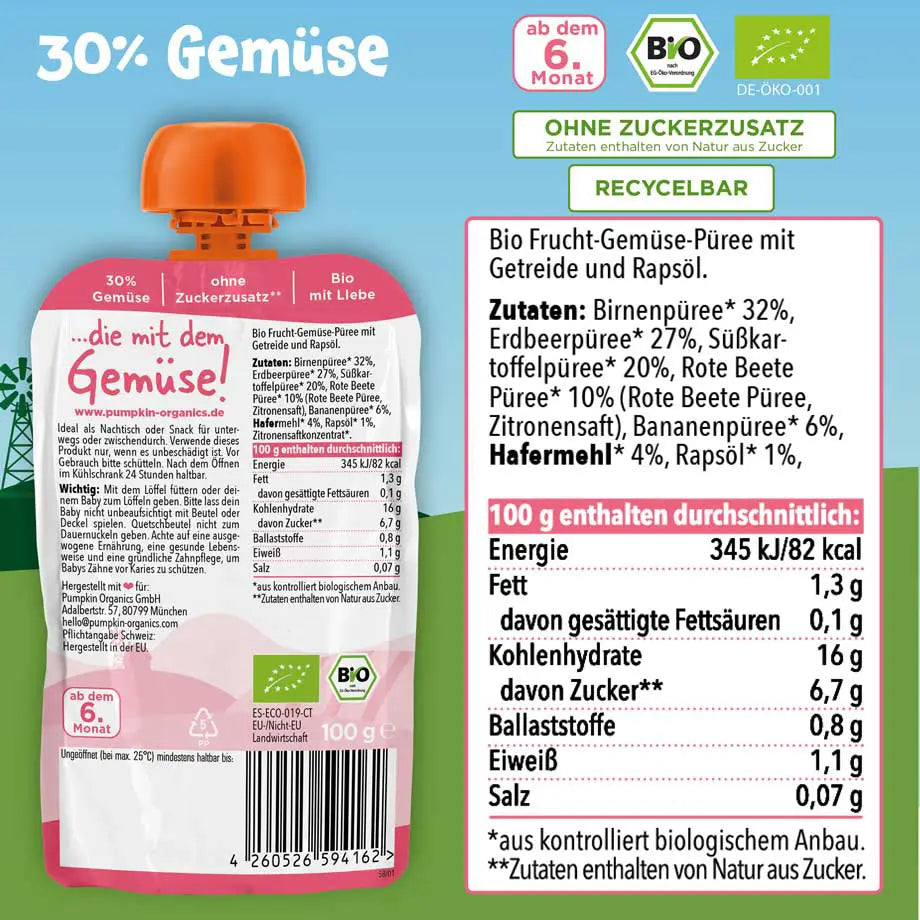 Süßliche Bio Gemüse-Quetschies