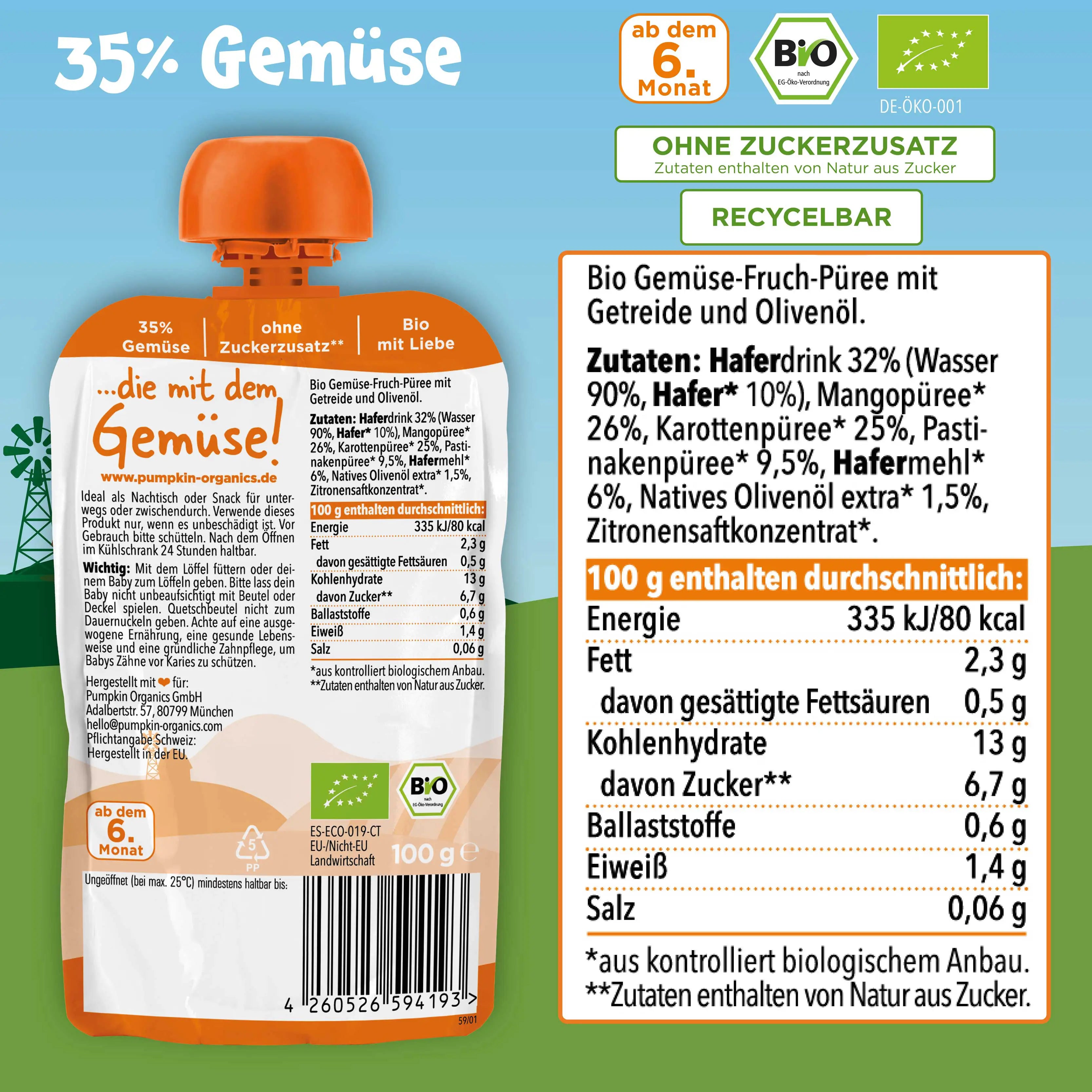 Bio Baby Frühstück Gemüse-Quetschies