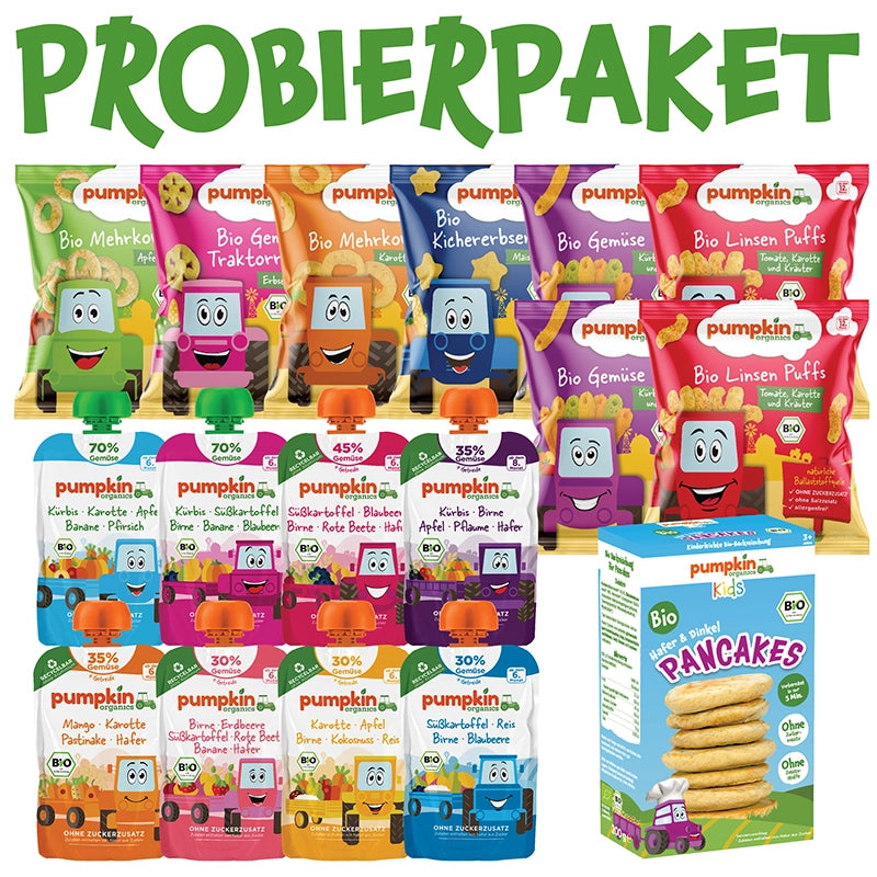 Pumpkin Organics Kindersnacks Probierpaket mit allen Bestsellern