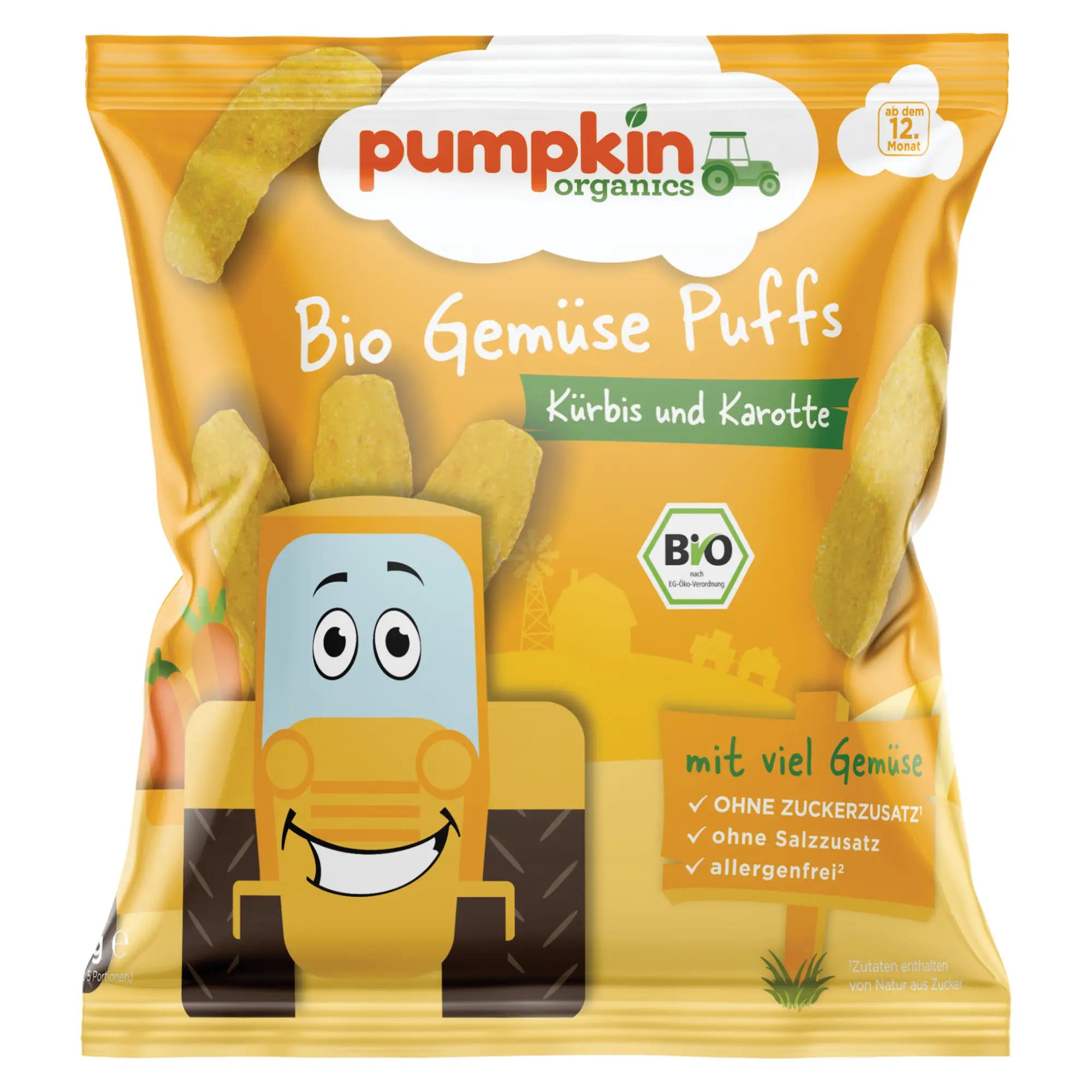 Bio Gemüse Puffs Kürbis und Karotte