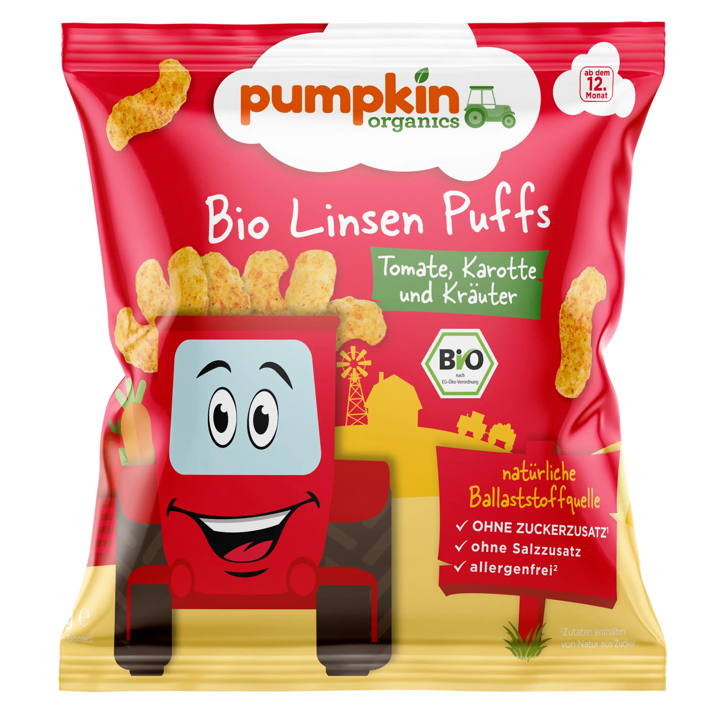 Bio Linsen Puffs Tomate, Karotte und Kräuter