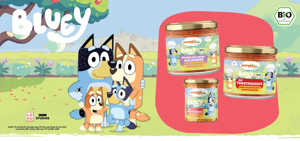 Bluey präsentiert die Bluey Pasta Saucen für Kinder