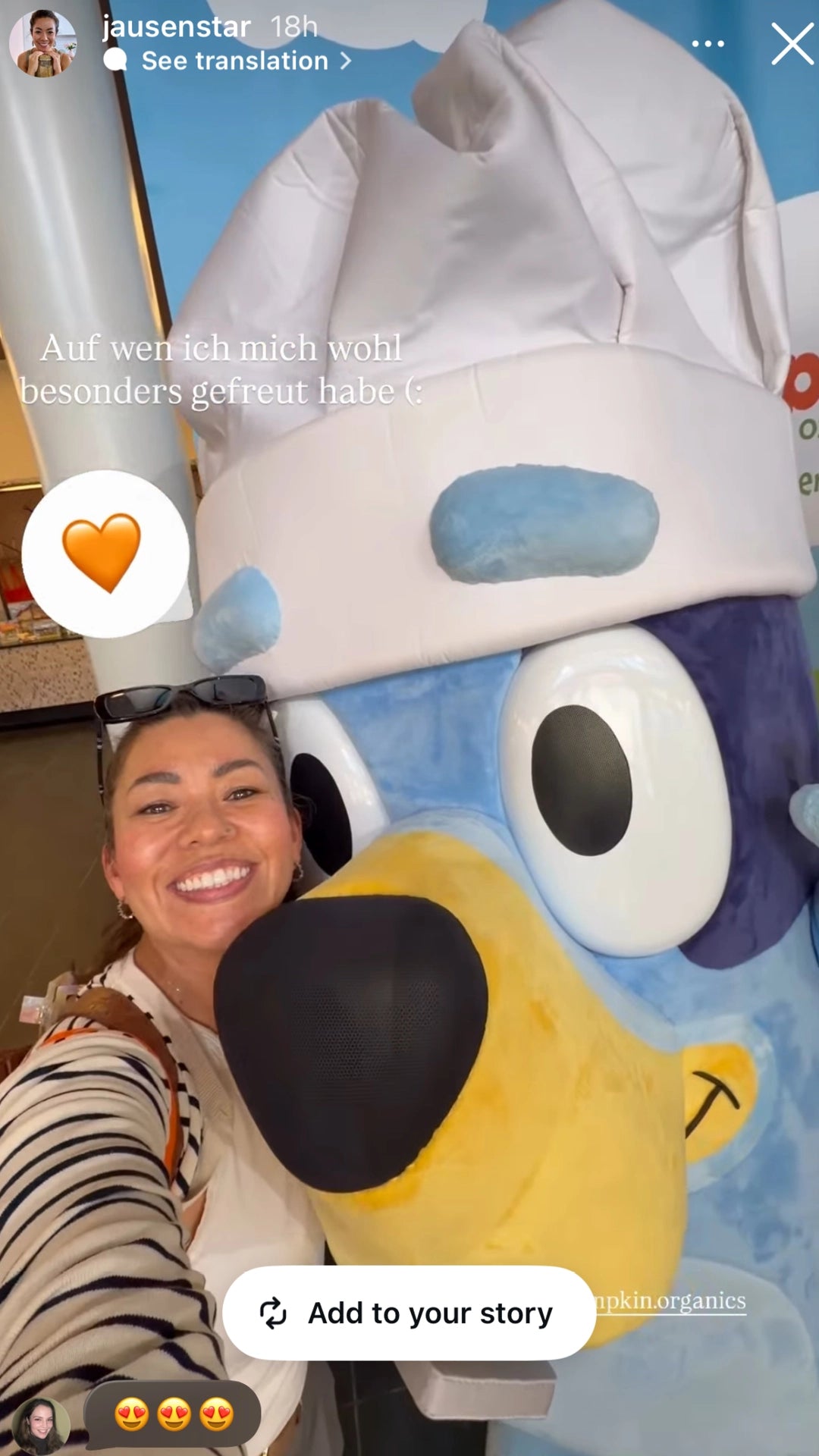 @jausenstar mit Bluey auf dem Pumpkin Organics Event