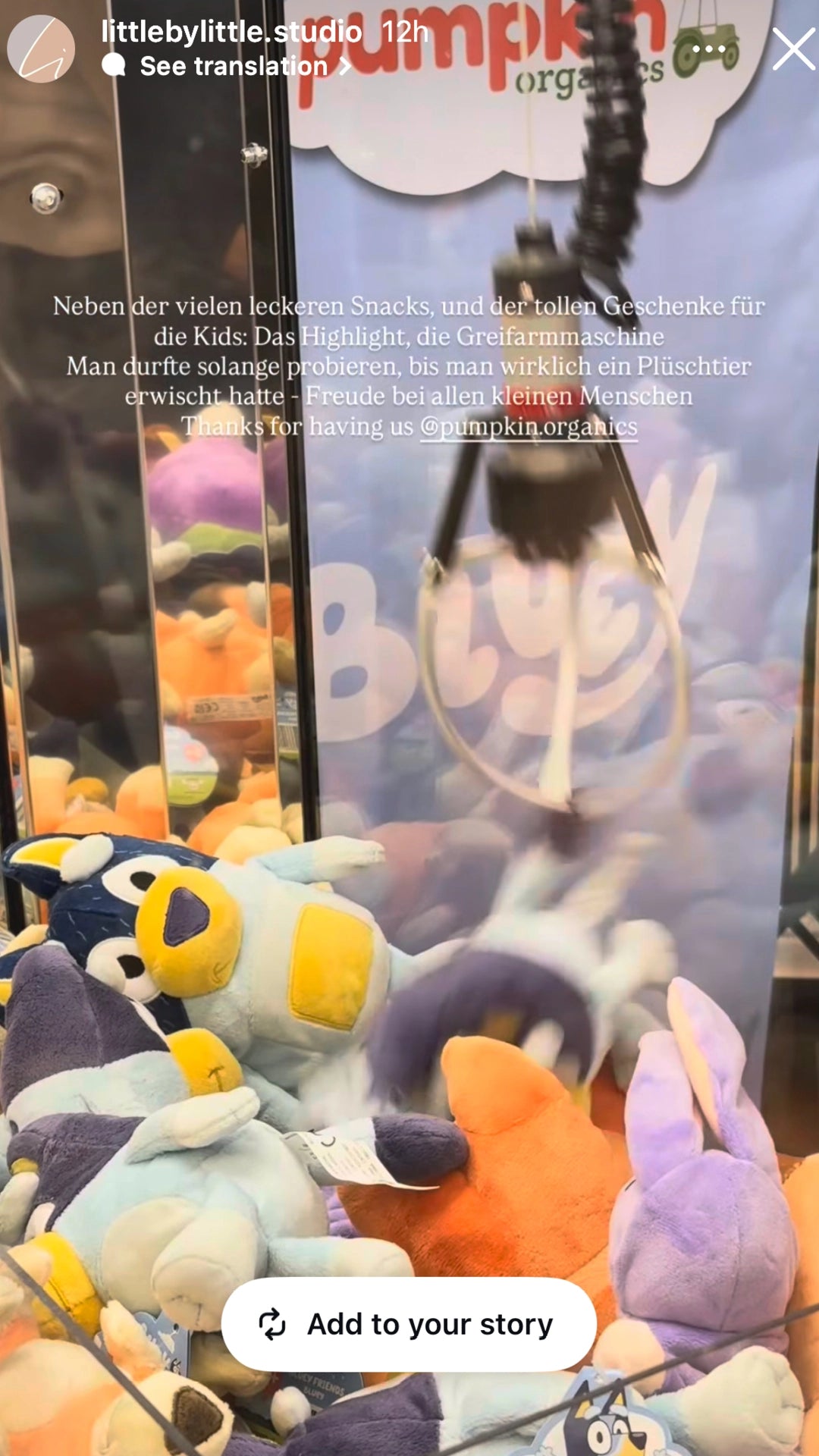 Greifautomat auf dem Bluey Event von Pumpkin Organics