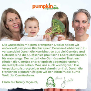 Familie Schnau liebt Bio Gemüse-Getreide Quetschie mit Karotte, Apfel, Birne