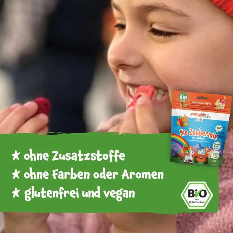 Bio gefriergetrocknete Fruchtchips als Snack für Kinder