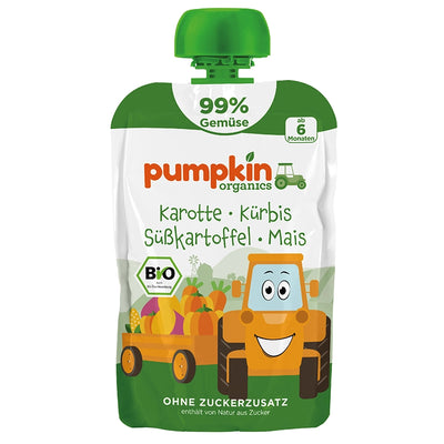 Bio Quetschie mit Karotte, Kürbis, Süßkartoffel, Mais