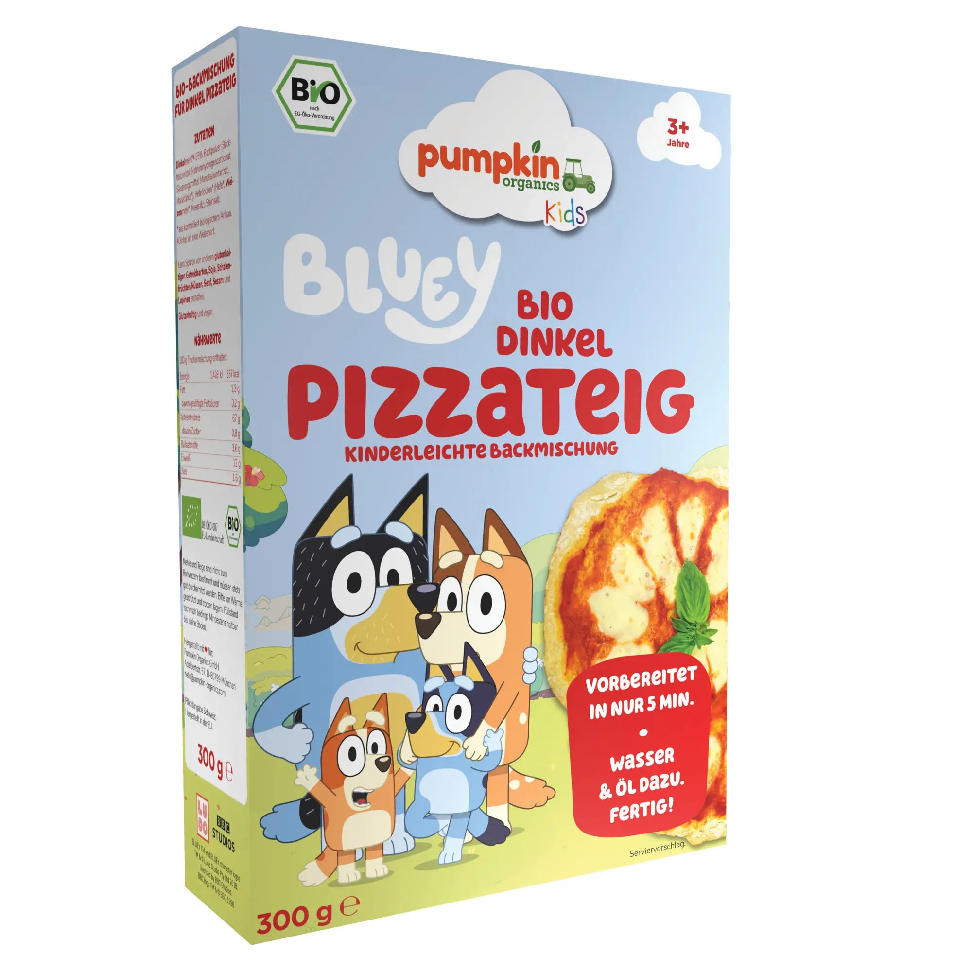 Bluey Bio Dinkel Pizzateig Backmischung für Kinder