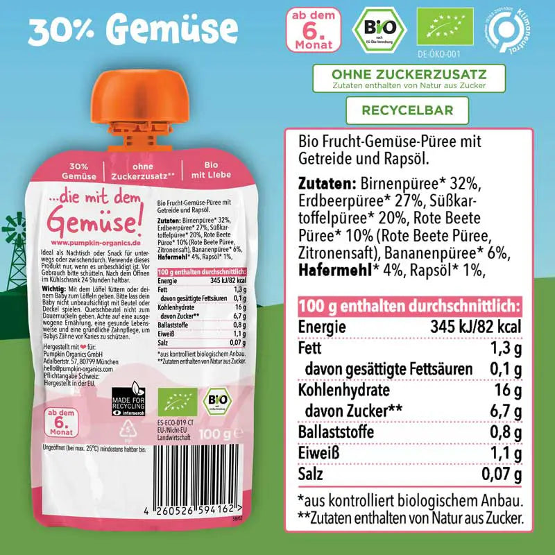 Süßliche Bio Gemüse-Quetschies