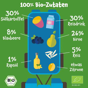 Bio Gemüse-Getreide-Quetschie Süßkartoffel, Reis, Birne, Blaubeere (8x)