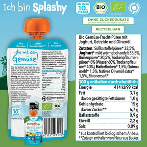 Bio Gemüse-Getreide-Quetschie Süßkartoffel, Joghurt, Birne, Trockenpflaume, Hafer, Quinoa (8x)